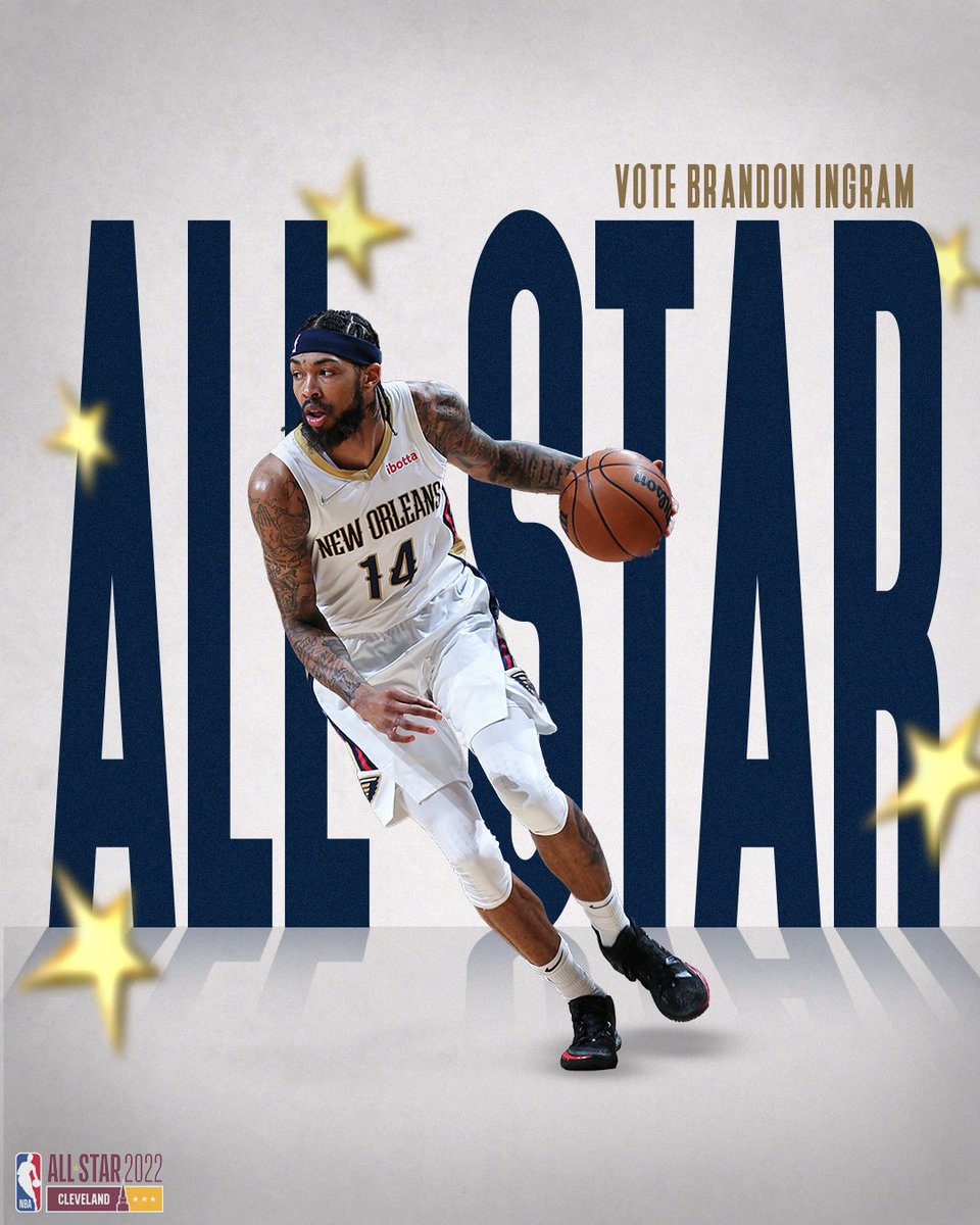 PelicansNBA's tweet photo. Here’s another reminder to vote @B_Ingram13 into the #NBAAllStar! 🌟

RT this to double your vote today for #BrandonIngram✌️ https://t.co/bfZRHDjA2Y