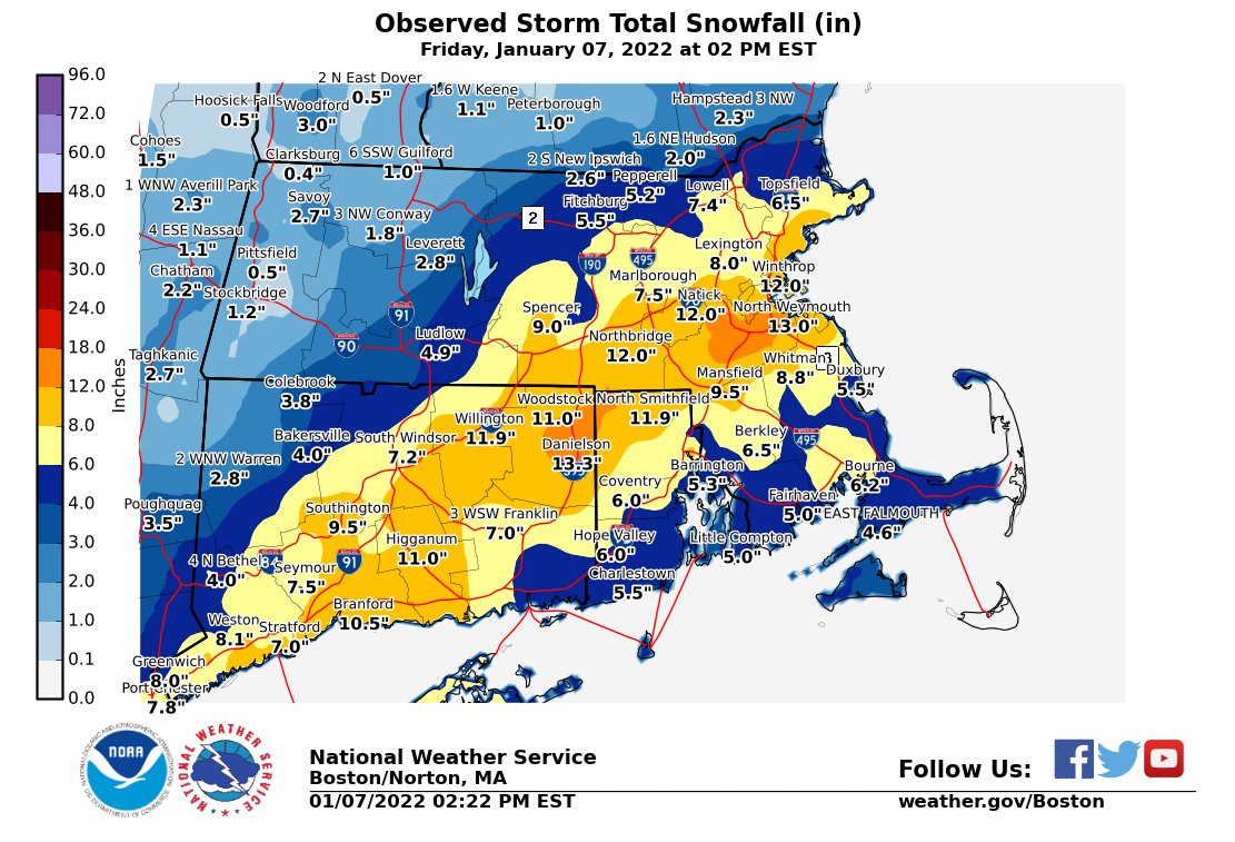 New England Snow Totals 2022