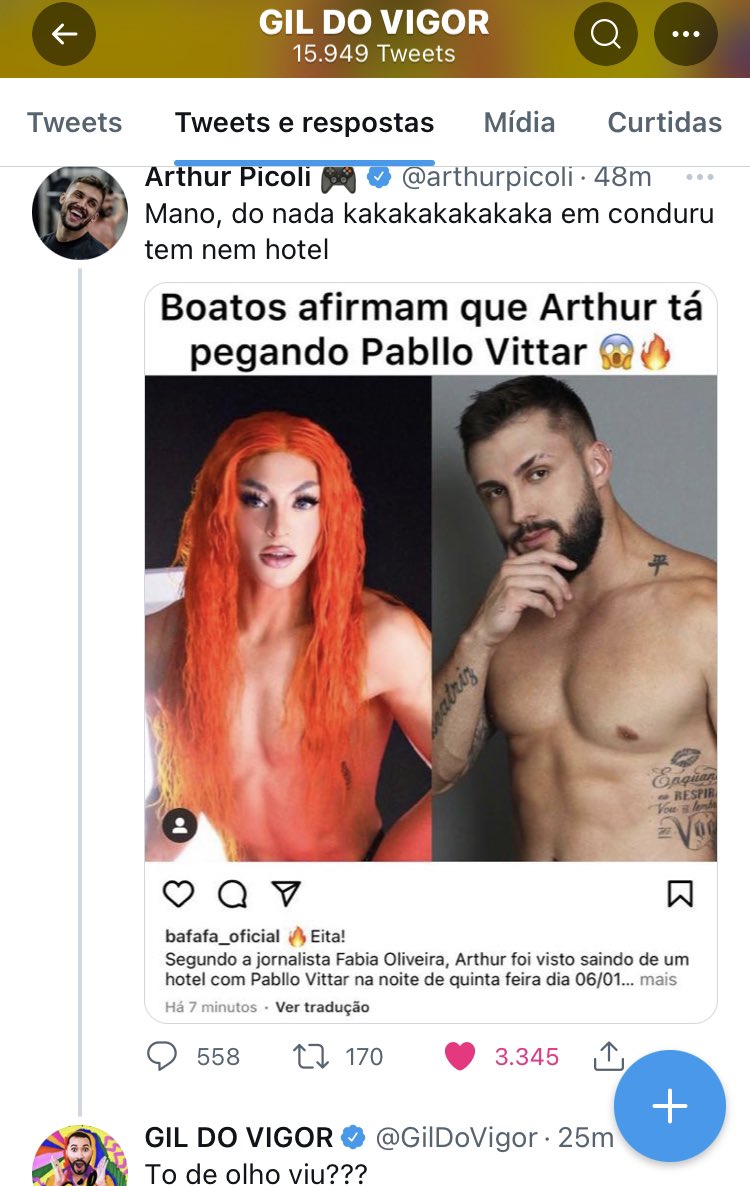 PortalGilthur's tweet photo. O @GilDoVigor ta de olho viu @arthurpicoli? E gilthur está vivíssimo 😍🦘 https://t.co/7wXfWkGF4n