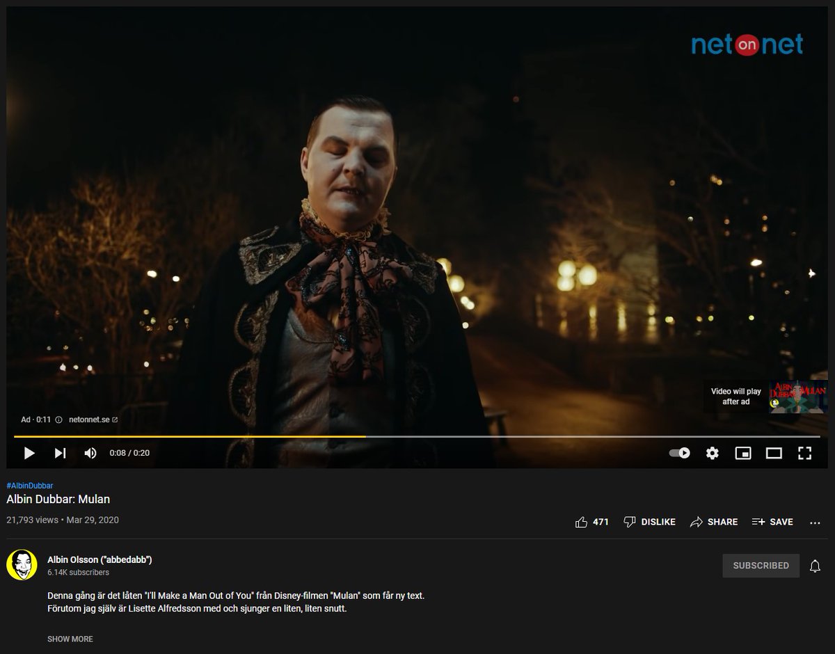 Fick jag just en <a href="/albinolsson/">Albin Olsson</a>-reklam på en <a href="/albinolsson/">Albin Olsson</a>-video?