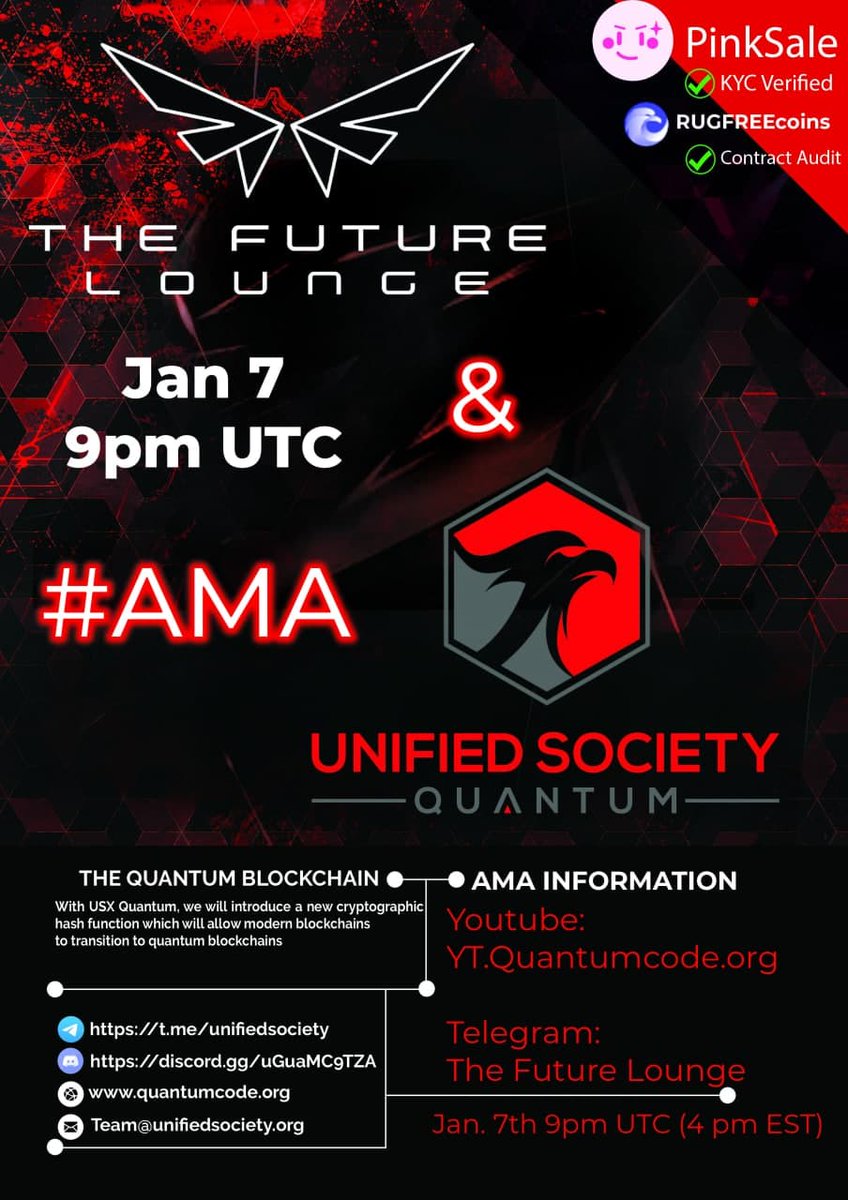 usxquantum's tweet image. The future lounge ama, Live at 4pm EST
youtu.be/JzSGJsaGO7s