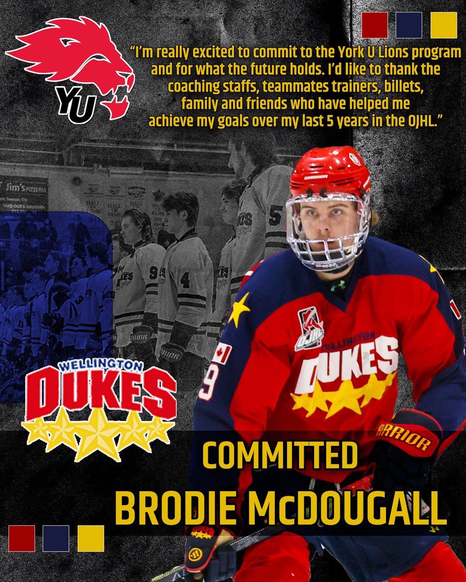 OJHLDukes's tweet photo. Congrats to Dukes forward @BrodieMCD19 on his commitment to @yorklionshockey of @usportshky 

(📷 Ed McPherson/OJHL Images) https://t.co/loA6lX88dX