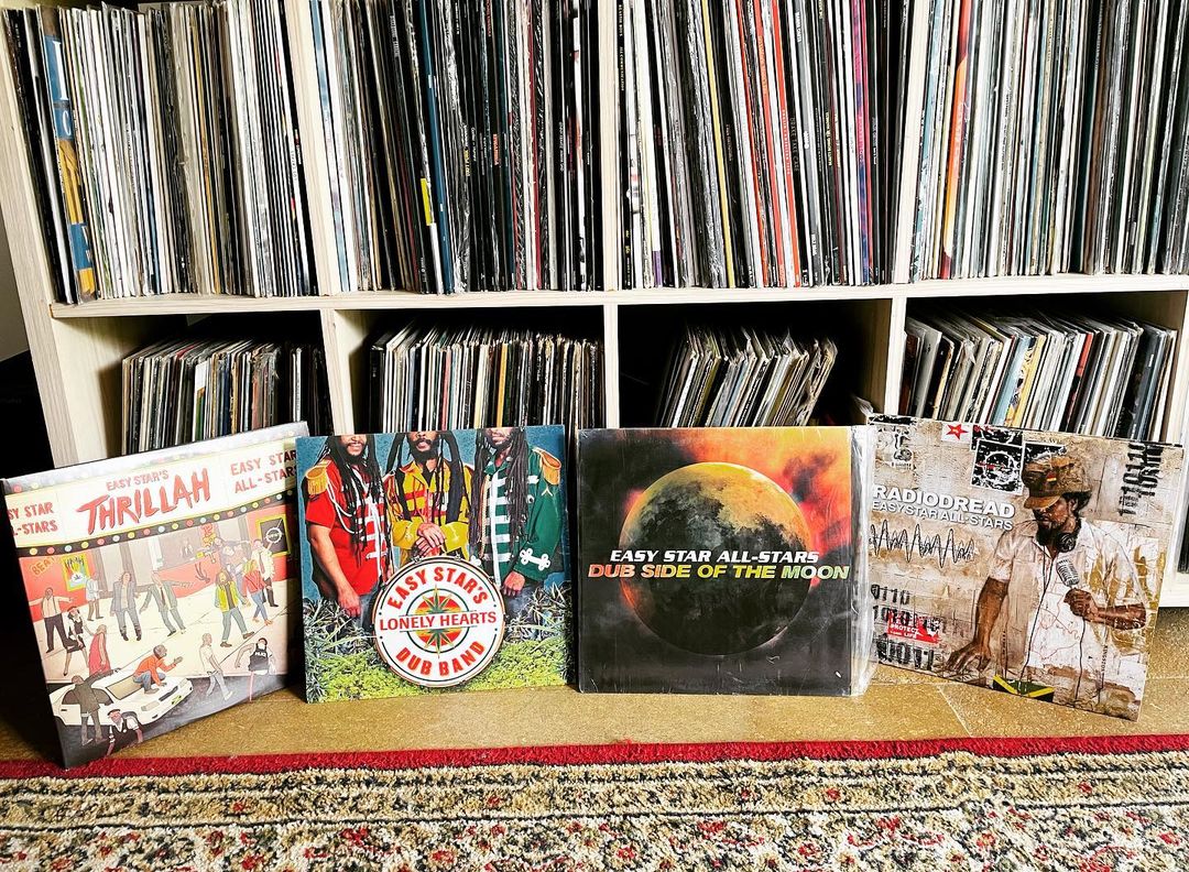 EasyStarAllStar's tweet photo. Repost from IG: cerestrepo with the full tribute album collection 👊🏽💥

#Thrillah #DubSideOfTheMoon #Radiodread #LonelyHeartsDubBand https://t.co/yQKvXQC54C