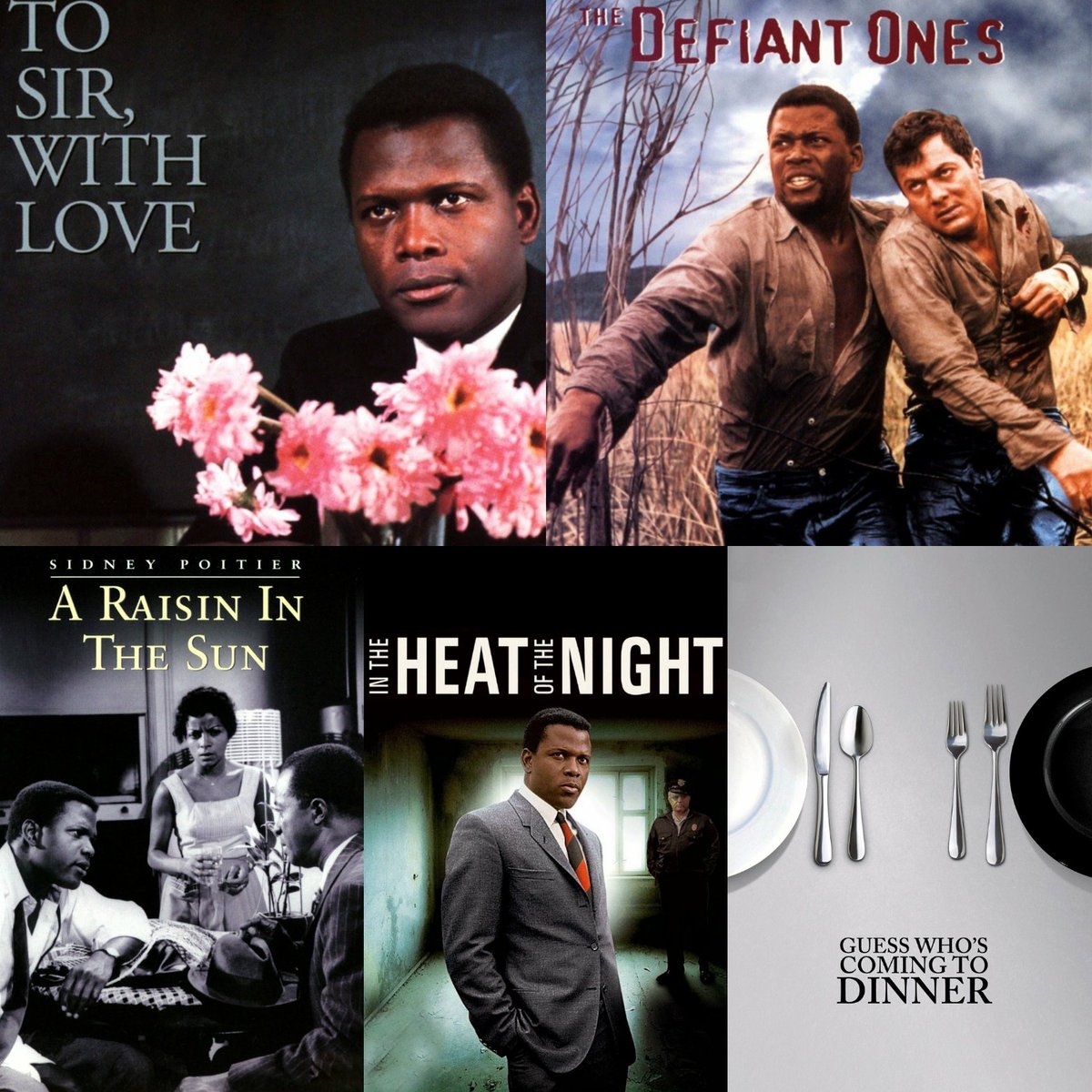 So many of my favorite films from Mr. Poitier released before I was born. Such a blessing to have parents who know good film & share that knowledge w/the kids. 🌠📽🌠📽 #Sidney_Poitier #ToSirWithLove #thedefiantones #GuessWhosComingToDinner #araisininthesun #InTheHeatOfTheNight