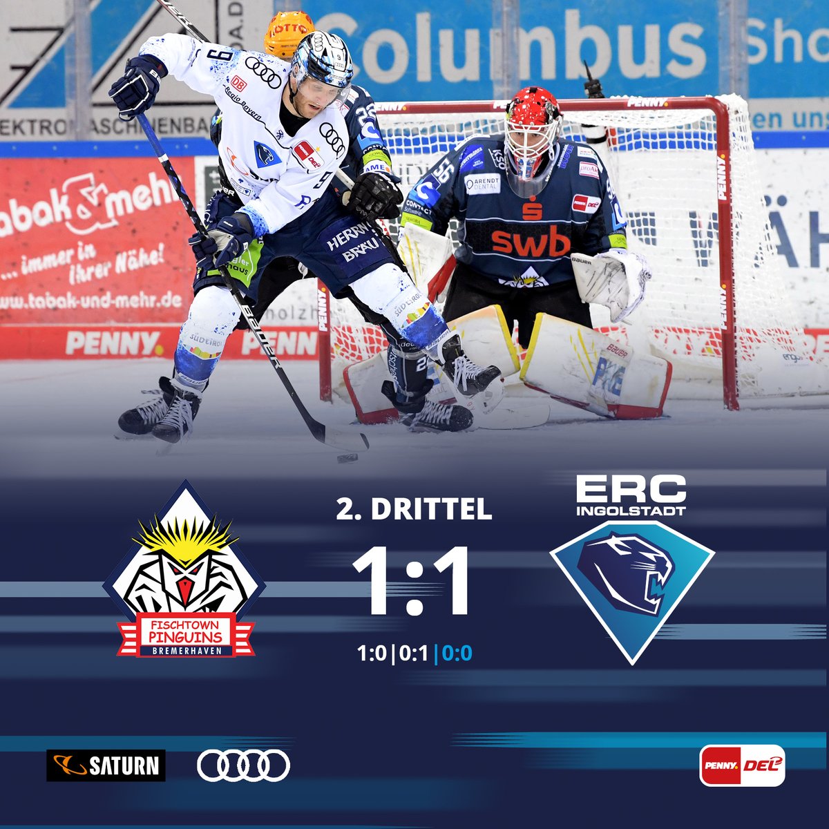 ERCIngolstadt's tweet photo. Der #ERC spielt richtig physisch, setzte harte Checks und gleicht durch @DeFabio24 aus.
Jetzt im dritten Drittel noch nachlegen!
#BHVvsING #Ingolstadt #SchanzerPanther https://t.co/HM9XN9AknQ