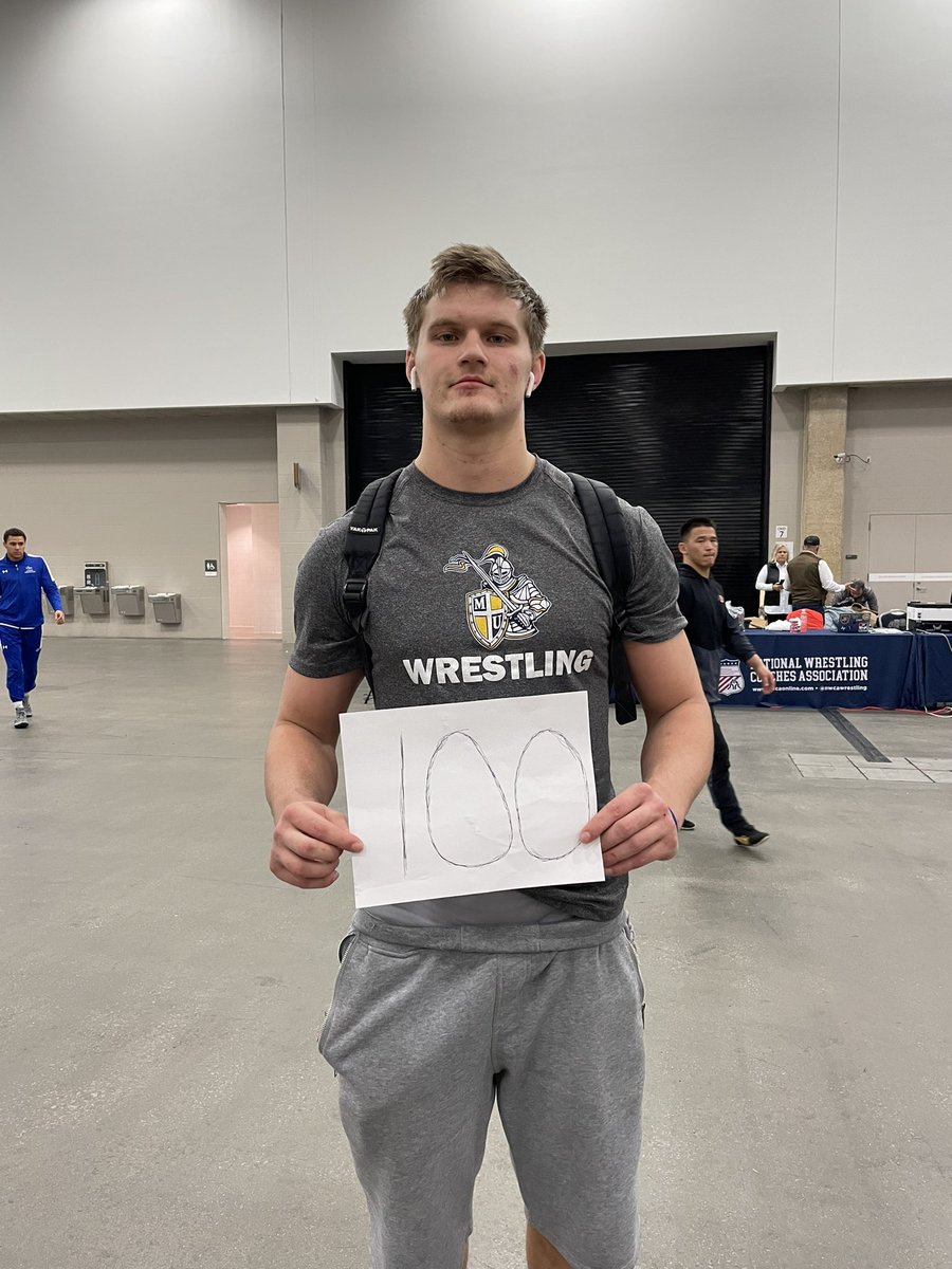 MarianWrestle's tweet photo. Congrats to Jack Servies on being the second wrestler in program history to reach 100 career wins!
Jack went 5-0 at national duals with wins over #7 Blake Rypel (Southeastern), #15 Gabe Martinez (Campbellsville), and #18 Dylan Reed (Ottawa) https://t.co/vw5O27KAfA