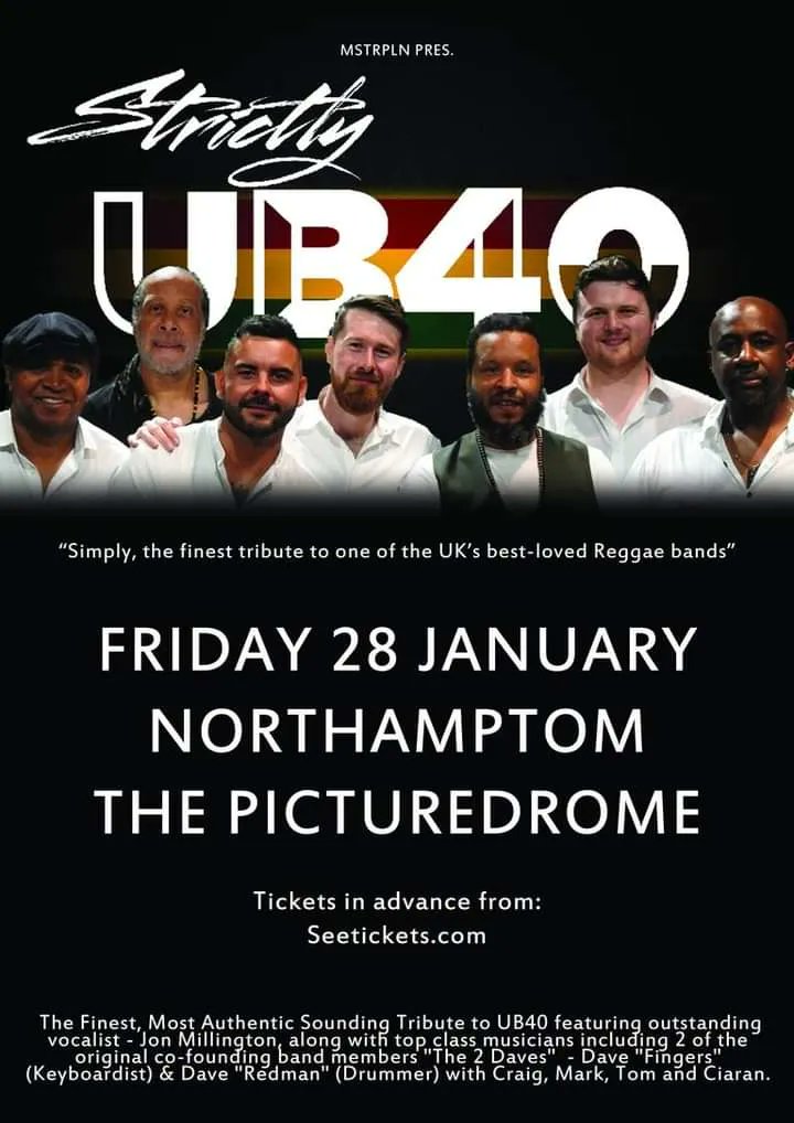 NN Events (@nrthmptonevents) on Twitter photo Strictly UB40 at <a href="/_Picturedrome/">The Picturedrome</a>, Northampton on Friday 28th January
๐ Tickets: buff.ly/3zB9yYB Strictly UB40 at <a href="/_Picturedrome/">The Picturedrome</a>, Northampton on Friday 28th January
๐ Tickets: buff.ly/3zB9yYB