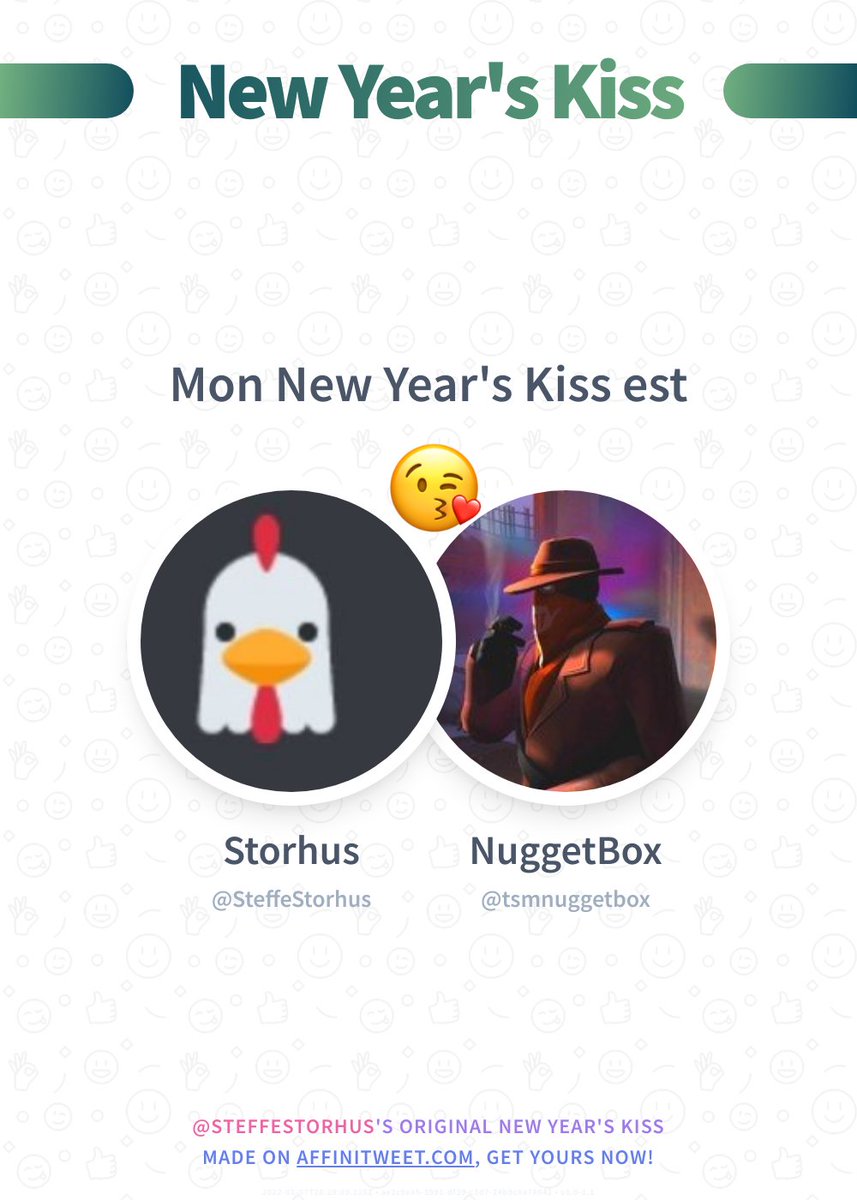 ✨ New Year's Kiss

I'm preparing my best last year kiss and first of the next year tsmnuggetbox 😘💕
And you, who will you kiss at midnight?

➡️ affinitweet.com/new-years-kiss