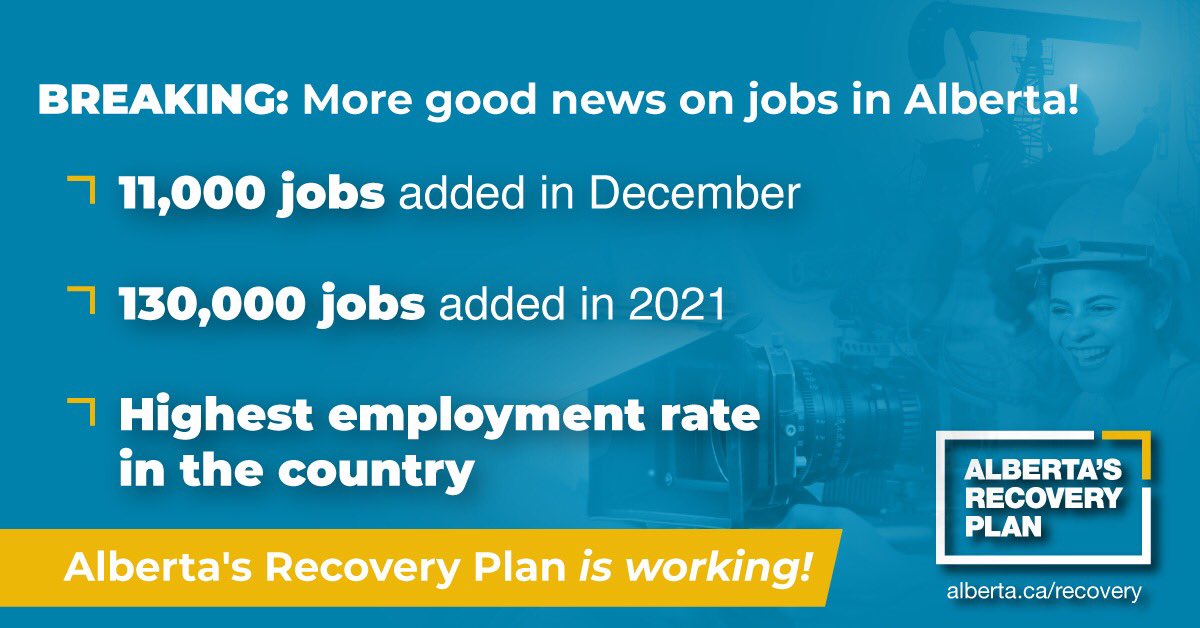 I am happy to share that Alberta’s economic recovery keeps extending to more families across the province. As we start a new year, we have so much to continue to look forward to.