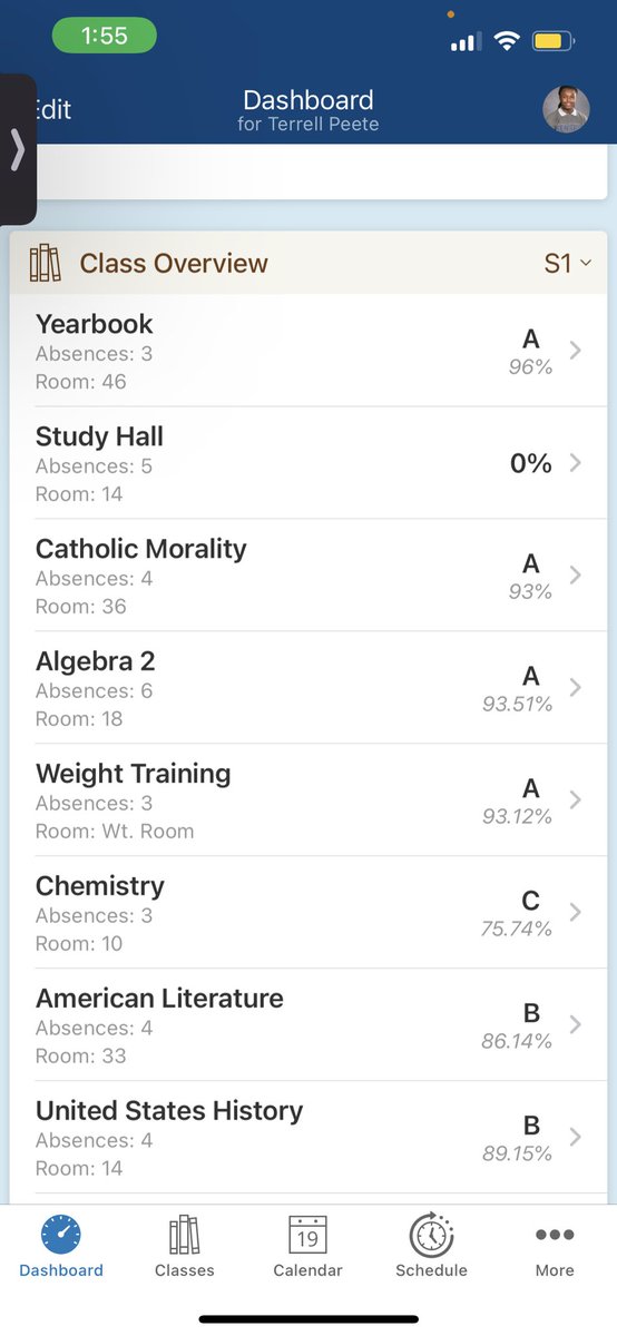 End of S1 grades student athlete📚