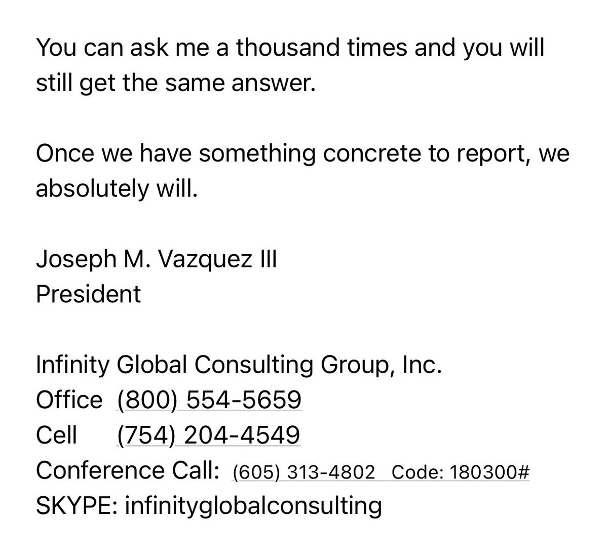 TradingChris226's tweet photo. @da_query Your response was better than the one I got yesterday. https://t.co/PZXUdvNqJb