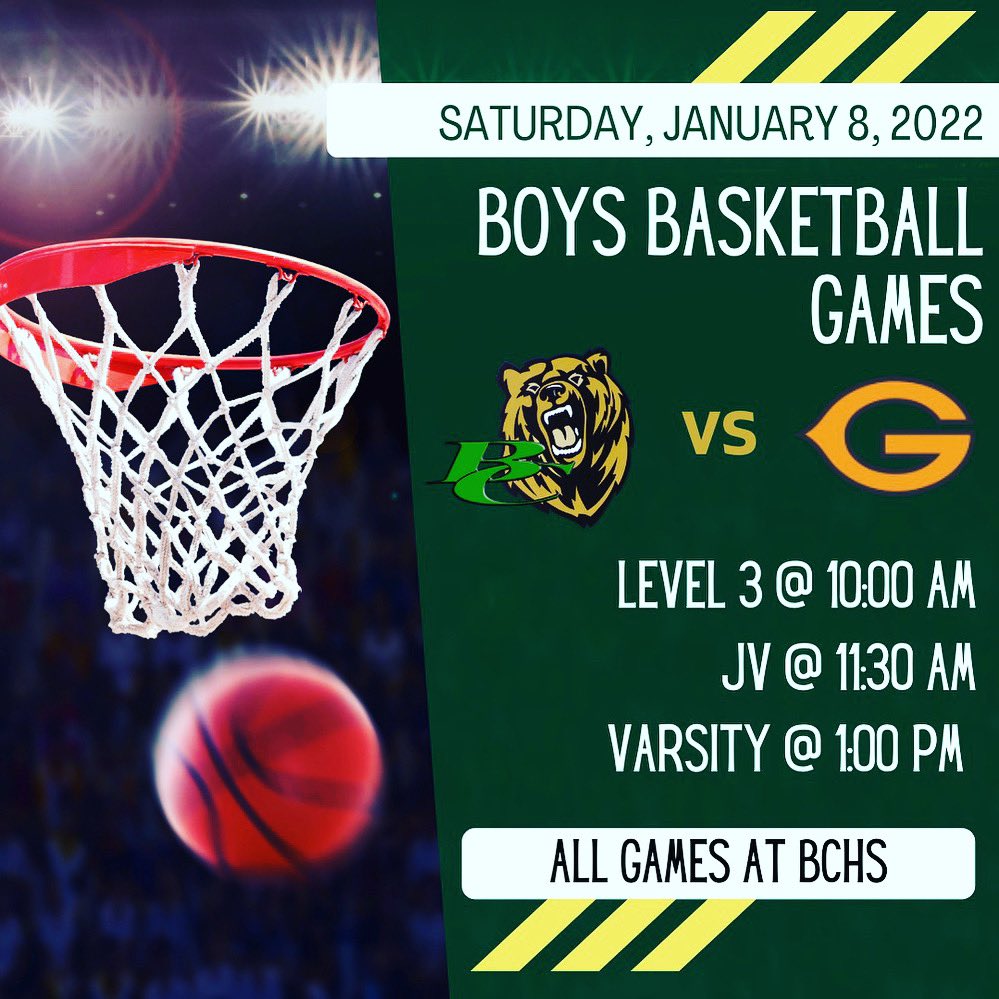Bear Nation! We play Gateway at home tomorrow in our first game back from break! L3 at 10:00 am, JV at 11:30am, and Varsity at 1:00pm. Come out and support your Bears! #GoBears #DefendtheDen