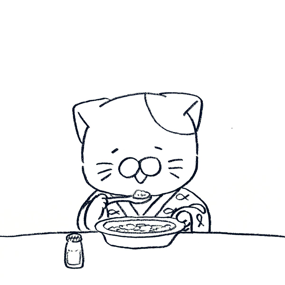 七草粥より好きなたまご粥を食べちゃうネコ 