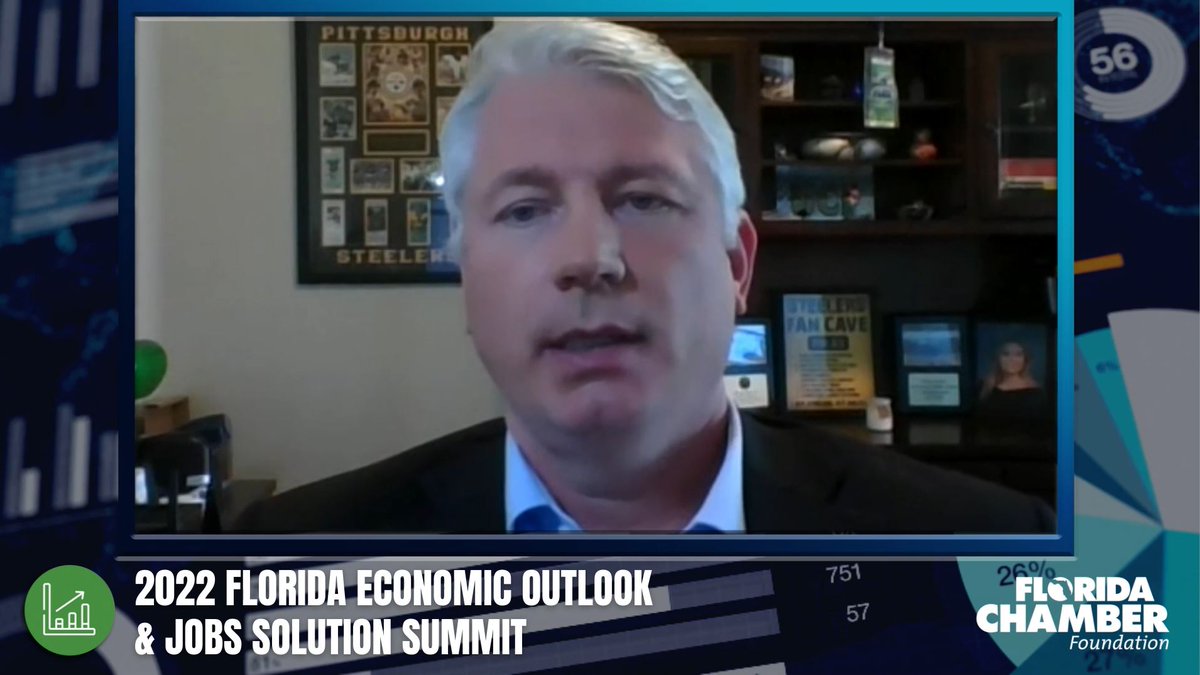 FLChamberFDN's tweet photo. "Florida will continue to outperform the national economy and our outlook remains strong." Leading FL economic expert Dr. @SeanSnaith of @UCF shares his 2022 forecast for Florida's economy at our #EOJSummit. #FutureFL https://t.co/Rw5kpJUJ4L