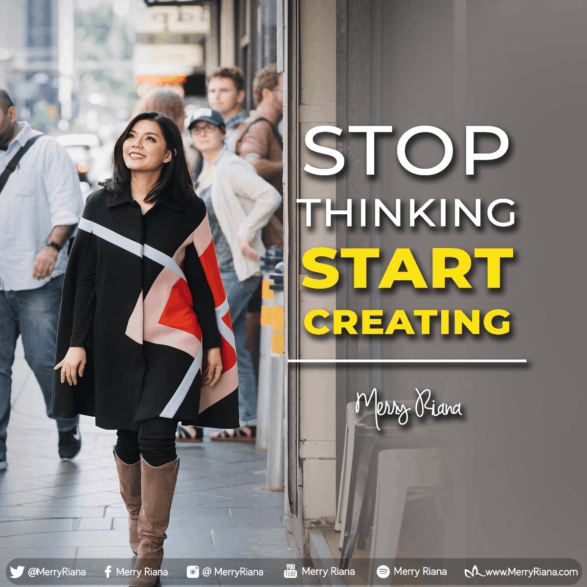 MerryRiana's tweet photo. STOP THINKING
START CREATING
Eits, jangan sampai postingan ini hanya berhenti di kamu saja ya.
SHARE juga ke orang-orang yang perlu membaca postingan ini :)
#SelaluAdaYangBaik
#MerryRiana #Motivasi #Inspirasi #MotivasiMerryRiana #InspirasiMerryRiana 
#MerryRianaQuotes https://t.co/yoLJoHGphU