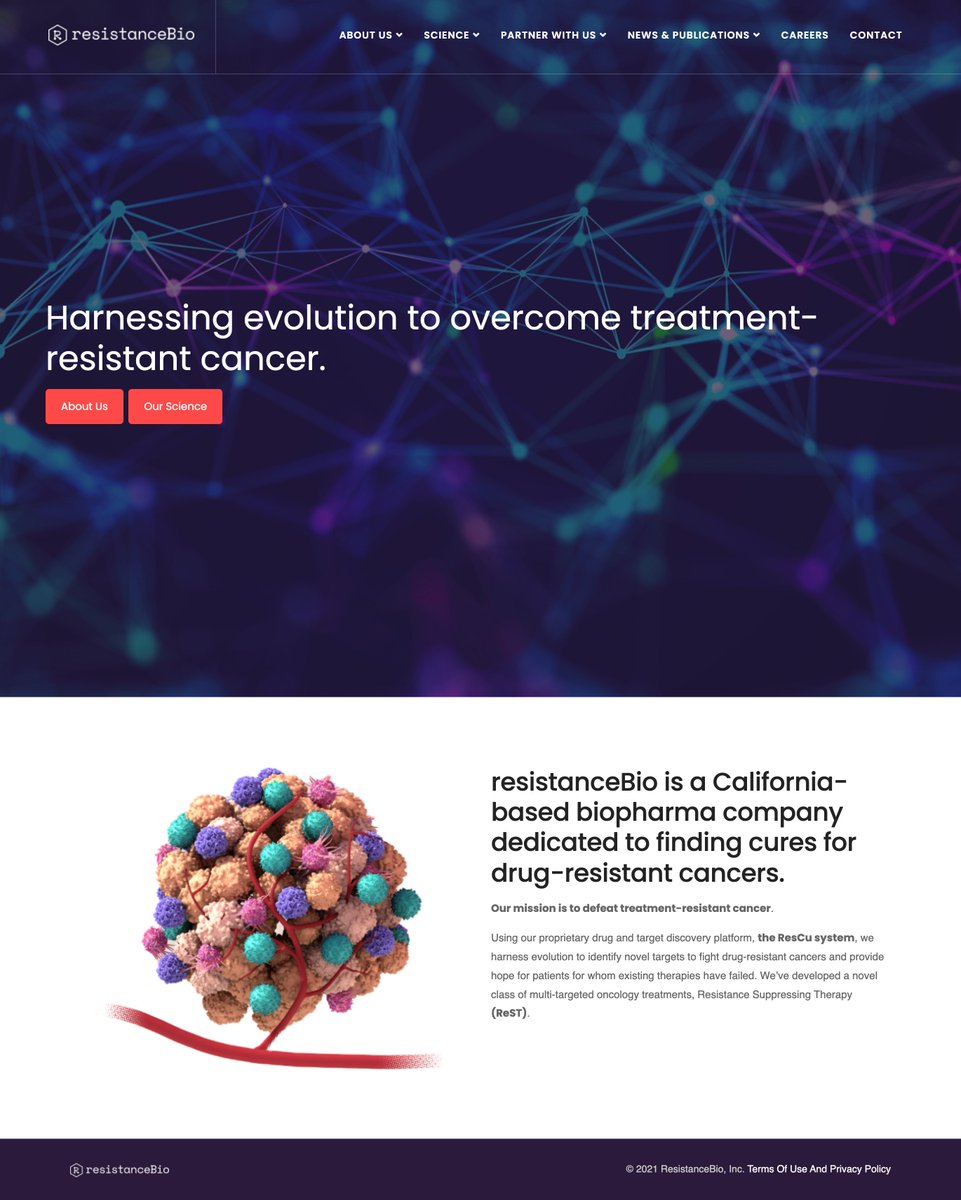Explore our new website and discover how we harness the power of evolution with our proprietary, first-of-its-kind ResCu platform to search and develop novel therapies to defeat treatment-resistant cancers! #evolution #precisionmedicine #cancer 

resistance.bio