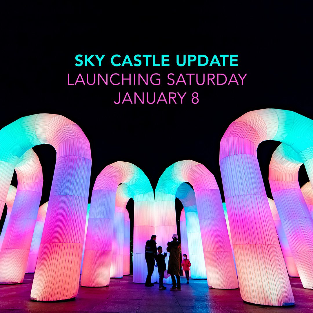 SKY CASTLE IS HERE! After an arduous journey from Australia, with an unexpected stay at the Port of Vancouver during the BC flood disaster, Sky Castle is ready to launch on Saturday January 8th. Subject to wind/weather conditions. Visit lightsonstratford.ca for latest updates.