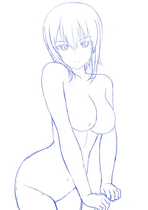 これはここまで描いた時に虎柄着せるならしほの方が良いぞと頭の中で謎の助言が降ってきてそうやなと何故か納得ししほに切り替えた結果没になったまほのラフです。 