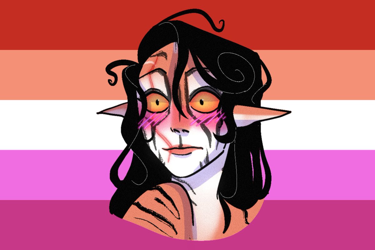 sith_core's tweet image. someone pointed out that when my Sith blushes her face looks like the lesbian flag, so I color picked one😊

art by @verlangenlotte