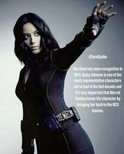 LMc2607's tweet photo. #SaveAgentsofSHIELD #SaveQuake
Eu também preciso ver a Daisy Johnson/@chloebennet tremendo os vilões ao lado do Nick Fury/@SamuelLJackson em Invasão Secreta. Pelo amor de Deus, @Kevfeige! FAÇA ISSO ACONTECER DE UMA VEZ POR TODAS, EU NECESSITO DESSE RESPEITO. #KeepMarvelTVCanon! https://t.co/ZpQlK2xIKP