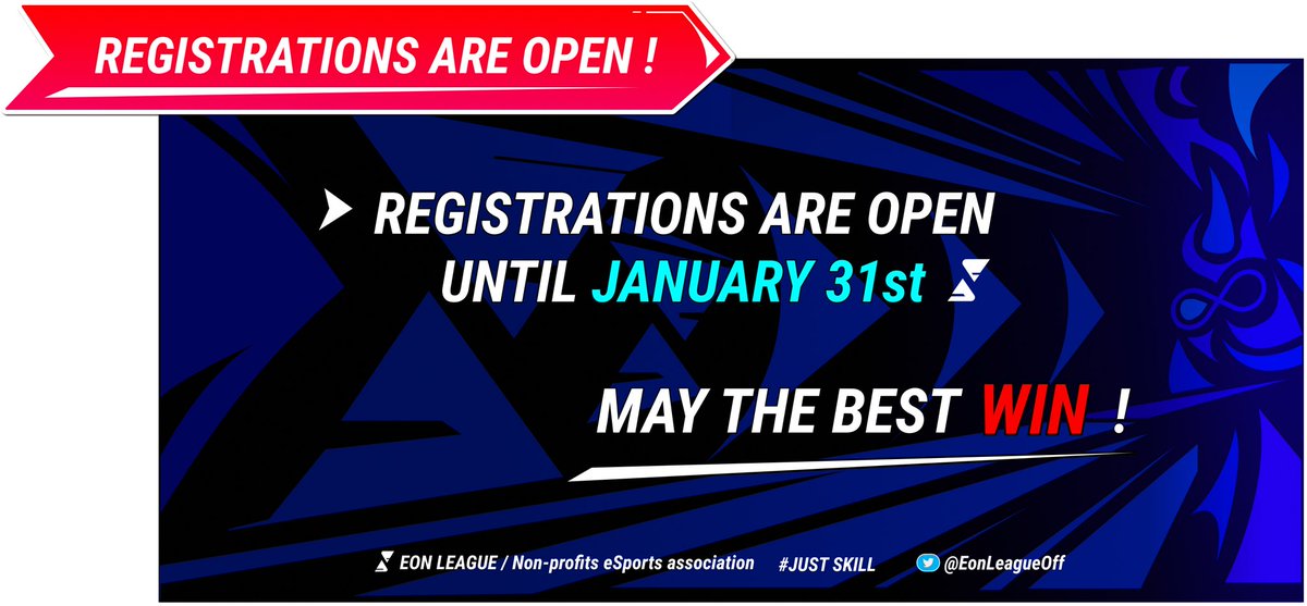 Here we go !!!!

Registrations for Season 1 of the Eon League are officially open !

If you think you have the skill and abilities to participate, don't delay and register now!

Join our Discord server : discord.gg/heJPpVBRq7
