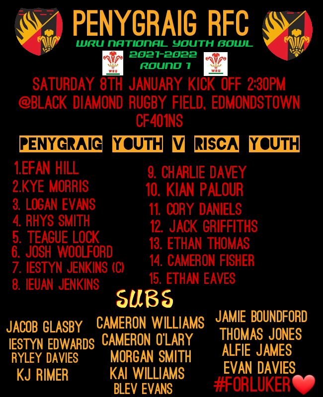 Our side to face Risca youth this weekend in the WRU NATIONAL YOUTH BOWL   #FORLUKER  #graig #uppagraig