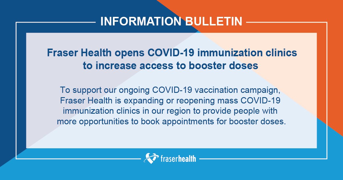 We are expanding or reopening mass COVID-19 immunization clinics to provide people with more opportunities to book appointments for booster doses. Learn more: ow.ly/8vM050Hq281