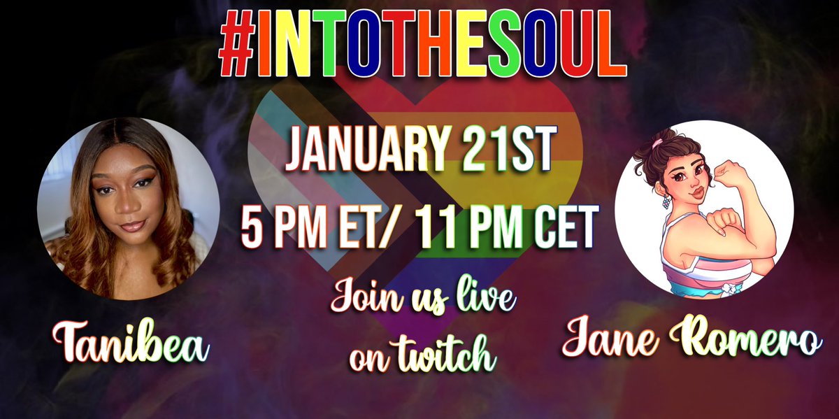 January 21, @JaneRomero_ and I will be working together to produce #intothesoul 🌈. This will be a stream where we discuss inclusion in DBD and some of our goals for 2022 🦋 

🧵