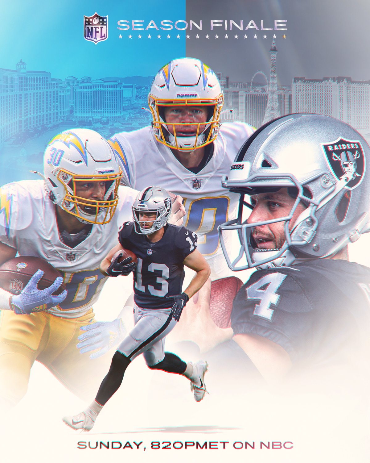 NFL on X: 'One game for a playoff spot. Who will win? #NFLSeasonFinale @ Chargers  @Raiders 