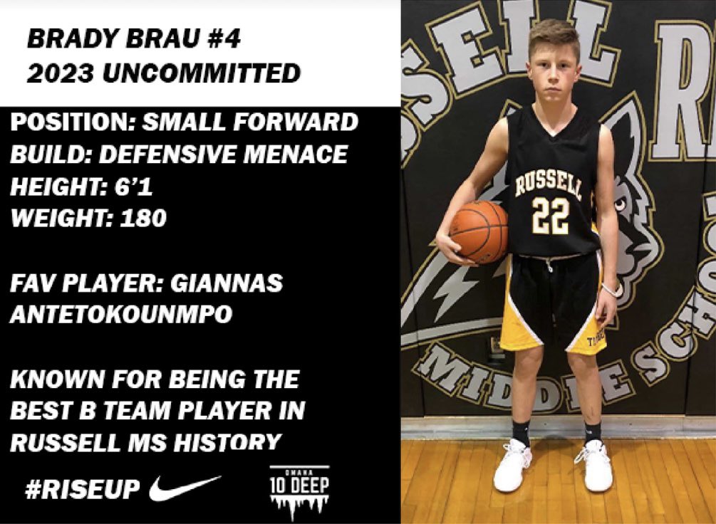 Up next on the already loaded 10 Deep roster, Russell basketball legend <a href="/BrauBrady/">brady brau</a>. Kid can ball.