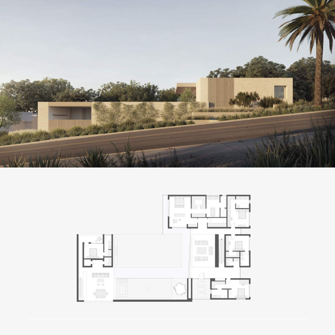 Hidden behind stone walls, a private residential courtyard stands at the intersection of two worlds: the public outdoors and the private interior. The architecture serves as a neutral mediator, cultivating space for occupants to live in close proximity to the natural environment.