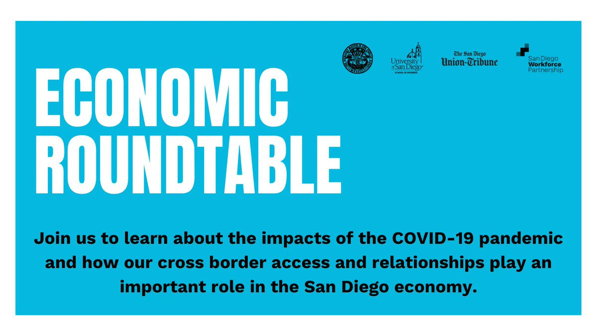 It's not too late to register for the 38th Annual Economic Roundtable! The free event is happening this Thursday, find the agenda and register now: j.mp/3F6Sj2o <a href="/SanDiegoCounty/">SanDiegoCounty</a> <a href="/sdut/">The San Diego Union-Tribune</a> <a href="/uofsandiego/">USD</a> <a href="/SDChamber/">San Diego Regional Chamber</a> <a href="/TijuanaEDC/">Tijuana EDC</a> <a href="/IndexZonaCosta/">Index Zona Costa BC</a> <a href="/policylink/">PolicyLink</a> #SanDiego