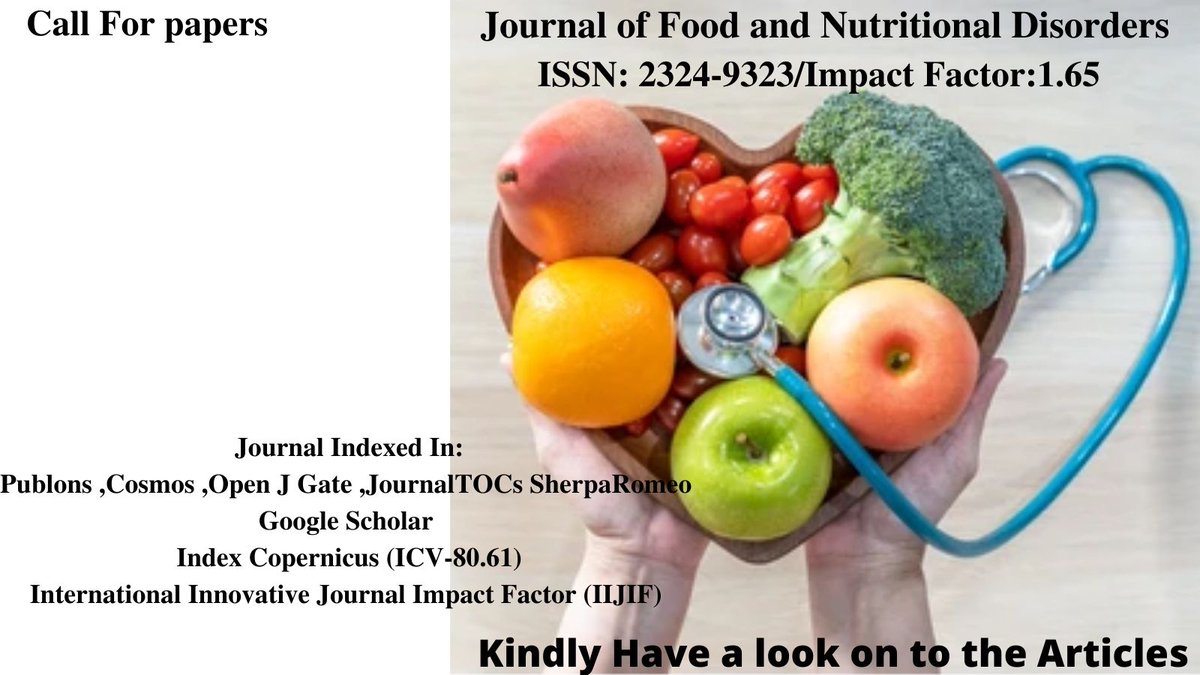 journalspublic's tweet photo. Kindly Have a look at the Articles
Journal: Journal of Food and Nutritional Disorders
Publisher: Scitechnol
Mail:nutridisorder@journalres.com
Kindly let us know If you have any Interest and further queries drop us a comment we will approach you
#food #nutritionist https://t.co/5KZzb17Svu