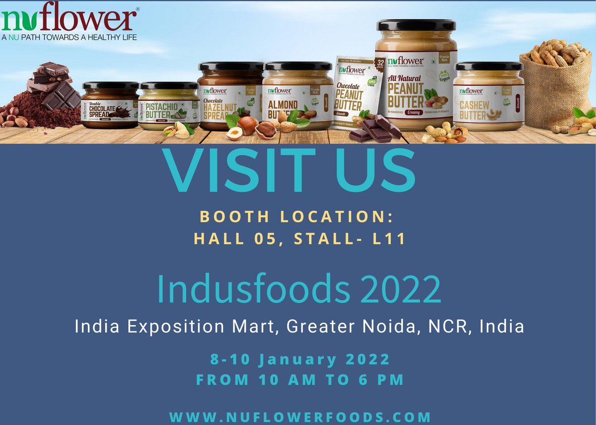 Nuflowerfood's tweet photo. Visit us at #Indusfoods 2022 
We are here to provide #privatelabelling solutions for #nutbutters
See you there! https://t.co/fqr7nCqv4O