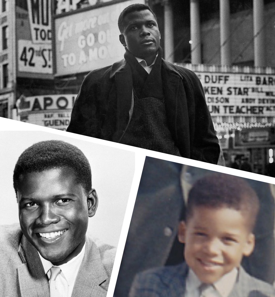 As a child #SidneyPoitier portrayed Black men that inspired me, even before I aspired to be an actor. Grateful for the icons he created and has left as his legacy. Often imitated. Never duplicated. Thank you, sir! (Yes, that’s me as a child)
