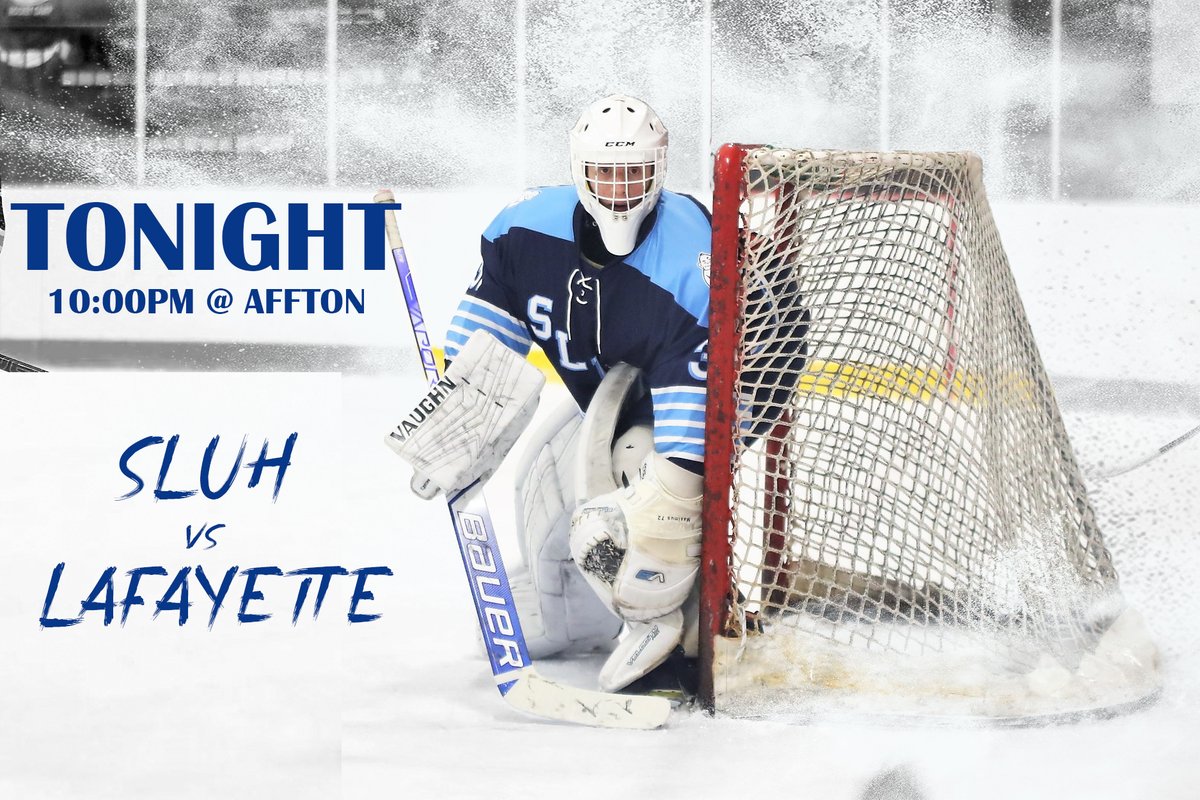 SLUHHockey's tweet photo. PUCK DROPS AT 10:00 TONIGHT when SLUH takes on Lafayette at the old barn. #Imnotcold #DefendtheU #AMDG https://t.co/7pFxuyyPUr