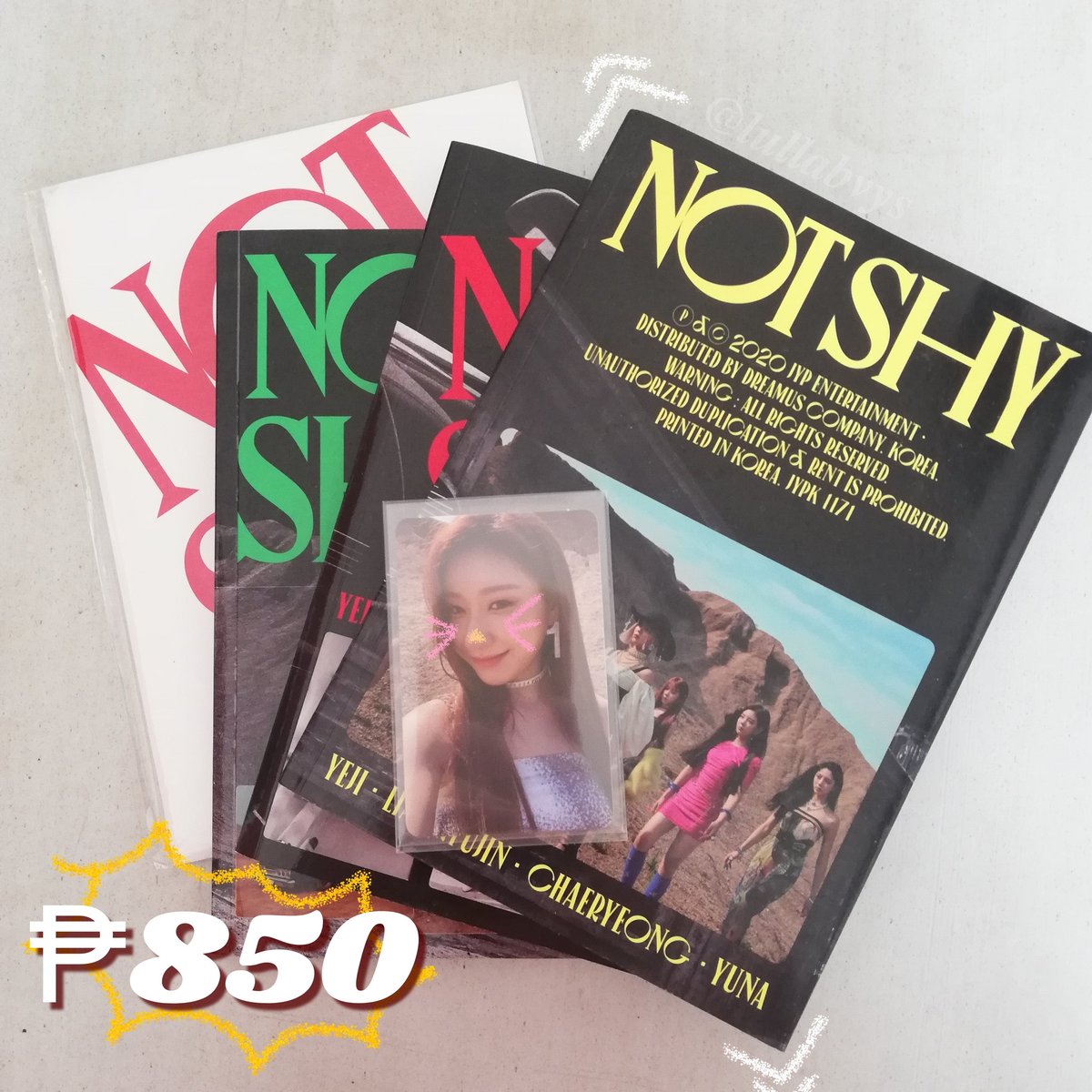 lullabvys's tweet photo. wts lfb #elsells

ꔛ Itzy unsealed albums quitting sale

# not shy unsealed albums set + chaeryeong ver c photocard

— w/ lia &amp; ryujin tattoo sticker pob

itzy yeji lia ryujin chaeryeong yuna tingi not shy pre order benefit pob sell selling tingi ph only https://t.co/QWOmzBBXYh