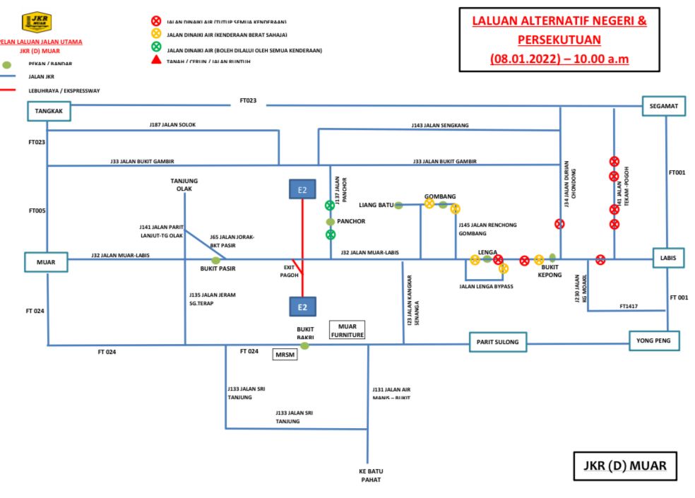 *INFO TERKINI*
*Kemaskini 08.01.2022,10.00a.m*
*Mohon rujuk STATUS TERKINI jalan yang terjejas untuk rujukan*

Sila Hubungi Bilik Gerakan Bencana JKR Muar untuk maklumat lanjut  06-9555761.
<a href="/Ir_AbuBakar/">Ir. Abu Bakar</a>
<a href="/ajazraie/">Azraie Abd Jalal</a>
<a href="/JKRMalaysia/">JKR Malaysia</a>
<a href="/JKRJohor/">JKR Johor</a>

#jkrprihatin
#jkrjohor
#jkrmuar
#InfoBanjir