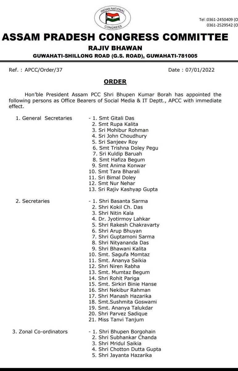 ohnanya25's tweet photo. This is my great pleasure and honour to have been appointed as Secretary for SM and IT Deptt. @ApccAssam . Thank you @BhupenKBorah sir and all my seniors who supported me. 
@INCIndia @DhritimanINC @Deepjyotidas786 @AnanyaSaikia667 @angkitadutta https://t.co/8UUMxUJXOM