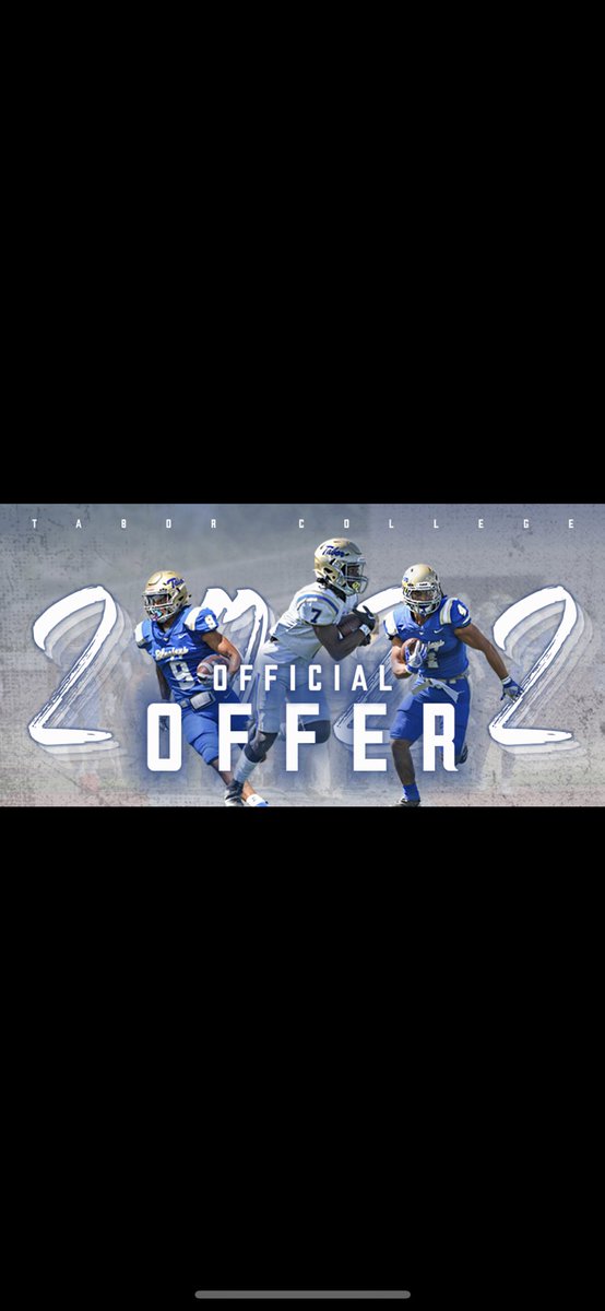 Blessed to receive an offer from <a href="/Tabor_Football/">Tabor Football</a> thank you to <a href="/CoachKoustmer/">Coach Koustmer</a> for the opportunity