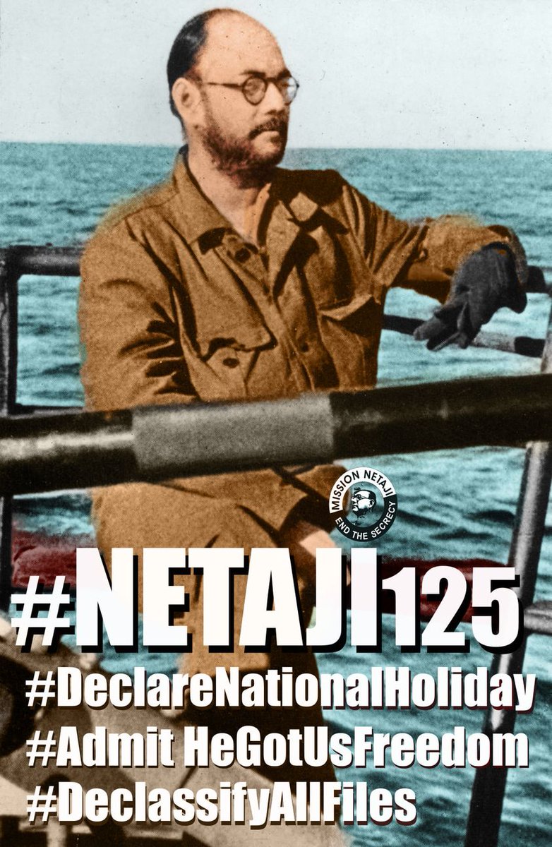 anujdhar's tweet photo. 23rd January is Netaji's 125th birth anniversary. Our demands: 1. Declare 23rd National Holiday; 2. Accept historical fact that India became free because of Bose, not Gandhi; 3 Release all withheld information about him, settle the issue of his fate. 

#Netaji125 @MissionNetaji https://t.co/50c9XW8QI6