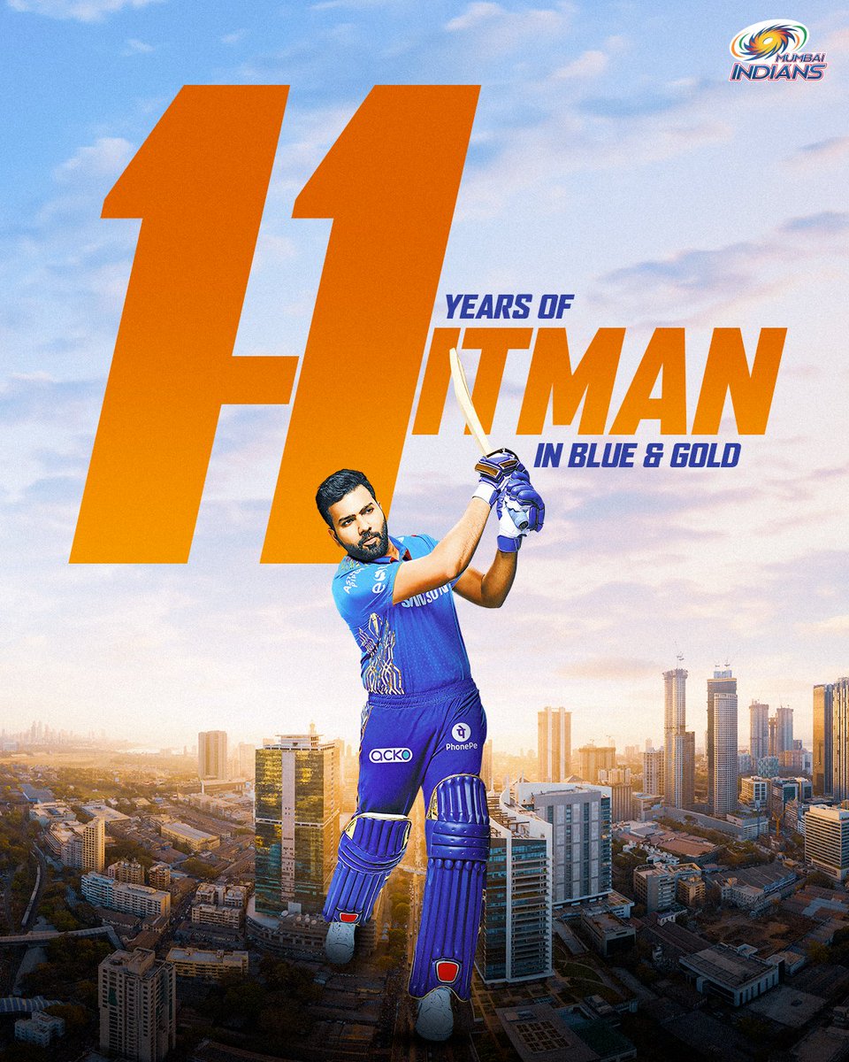 mipaltan's tweet photo. #OnThisDay in 𝟮𝟬𝟭𝟭 Mumbai Indians bought Rohit Sharma in the IPL Auction...the rest is 𝗛𝗶𝘀𝘁𝗼𝗿𝘆 💙

1️⃣6️⃣8️⃣ Matches
4️⃣4️⃣4️⃣1⃣ Runs Scored
3️⃣2️⃣ Fifties
1⃣ Hundred
5⃣ IPL Trophies 

𝟙 ℝ𝕠𝕙𝕚𝕥 𝕊𝕙𝕒𝕣𝕞𝕒 🙌

#OneFamily #MumbaiIndians @ImRo45 https://t.co/ZE8cSuBqU2