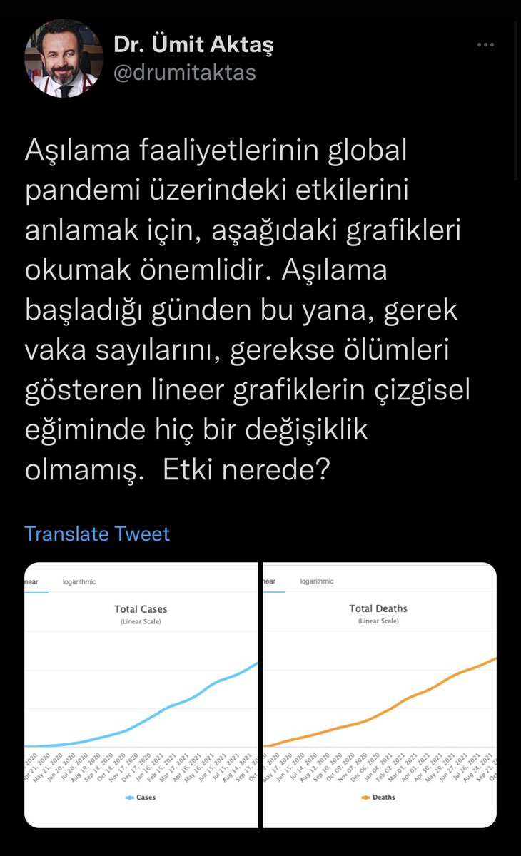 Dünyada yapılan binlerce bilimsel araştırmaya, yüzmilyonlarca veriye, hayatını bu konulara adamış bilim insanlarına güvenmezler…ama daha grafik okuyamayan, zerdeçal satıp ceplerini dolduranlara inanırlar! Toplam vaka &amp; ölüm sayısı asla azalamaz-tabii ölüler dirilmediği sürece!