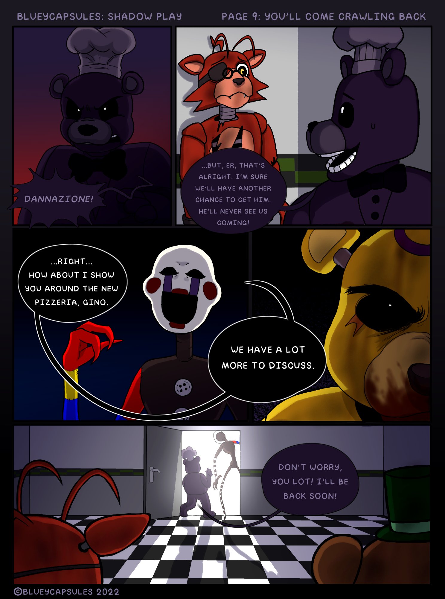 Pissy on Game Jolt: I redrew a page from famous FNaF webcomic series  BlueyCapsules Go c