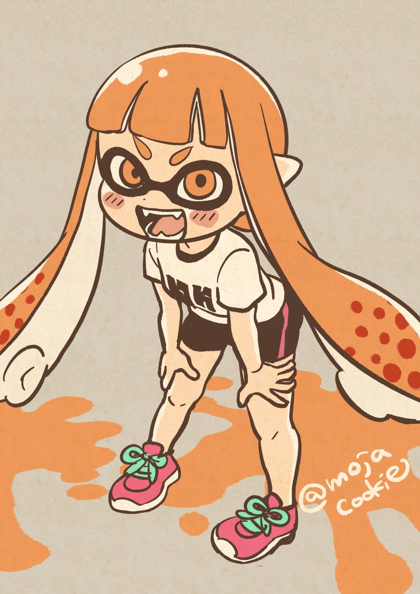 インクリング ,イカガール(スプラトゥーン) 「お題箱より、スプラトゥーンのイカちゃん
同じお題が2件も来たのでさっそく描きまし」|もじゃクッキーのイラスト