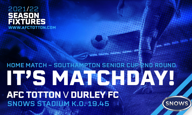 It's Matchday at the Snows Stadium.
⚽️ Southampton Senior Cup 2nd Round
🆚 <a href="/durley_fc/">Durley FC</a>
📅 Tues 11 Jan 2022
⏰ 7.45pm
🏟️ <a href="/SnowsGroup/">Snows</a> Stadium
🚙 SO40 2RW
🎟️ £5
Free 🍔 &amp; 🥤for 1st 200 tickets purchased online:
afctotton.ticketco.events/uk/en