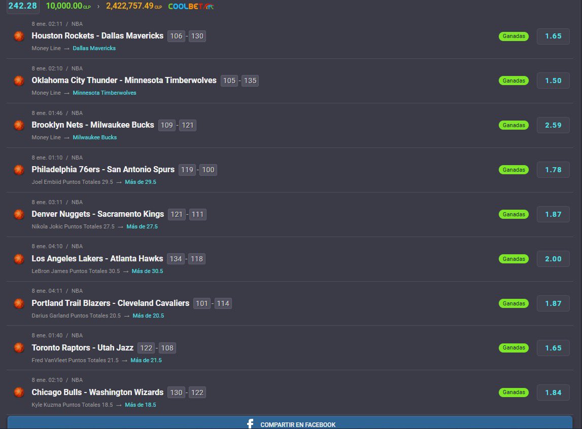 En chilensk kunde kunne i natt slippe jubelen løs, etter å ha prikket 9/9 NBA-spill🤑 Vamos 🇨🇱

✅ 🔁 - Om du er like imponert som vi er

Alle som 🔁 er med i trekningen av en #oddsbonus🤩