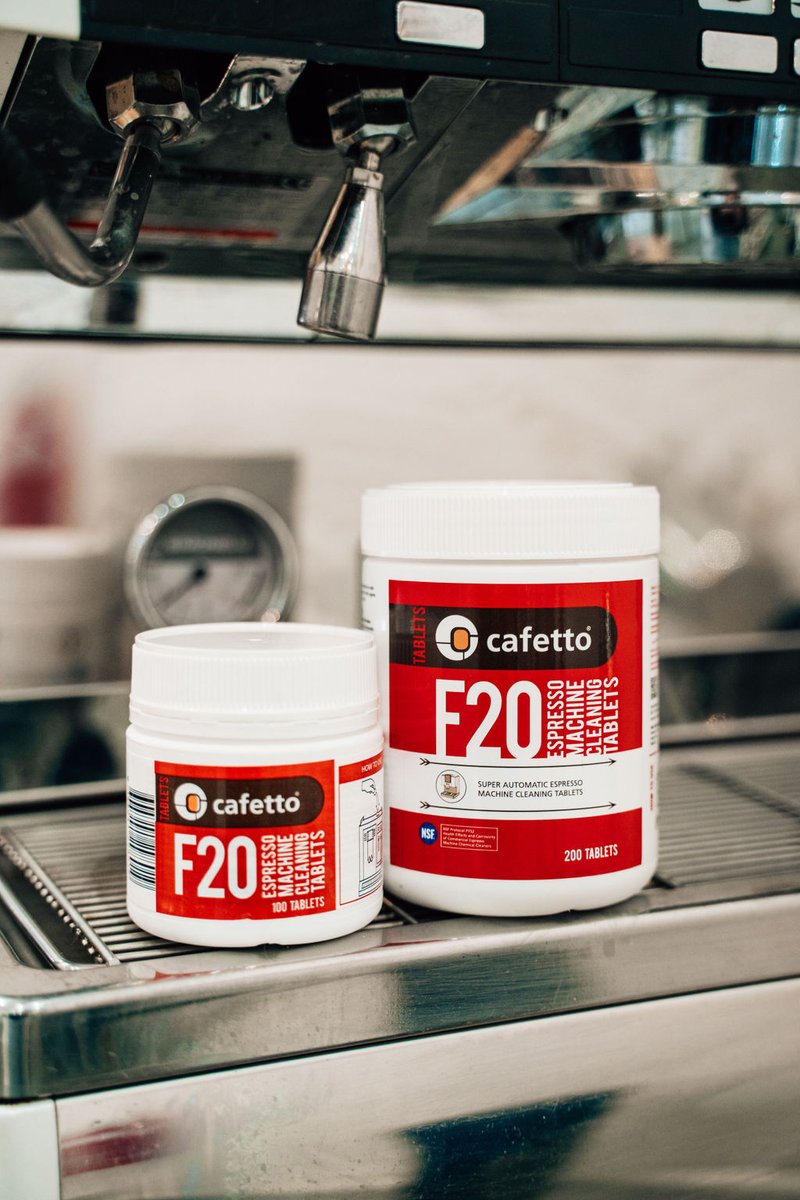 Cafetto’s F20 tablets safely and completely remove coffee oils and residues of selected super-automatic espresso machines. 2.0g tablet, <a href="/NSF_Intl/">NSF</a> certified and, available in 100 &amp; 200 tablet jars. 
#CafettoGlobal
#CafettoClean