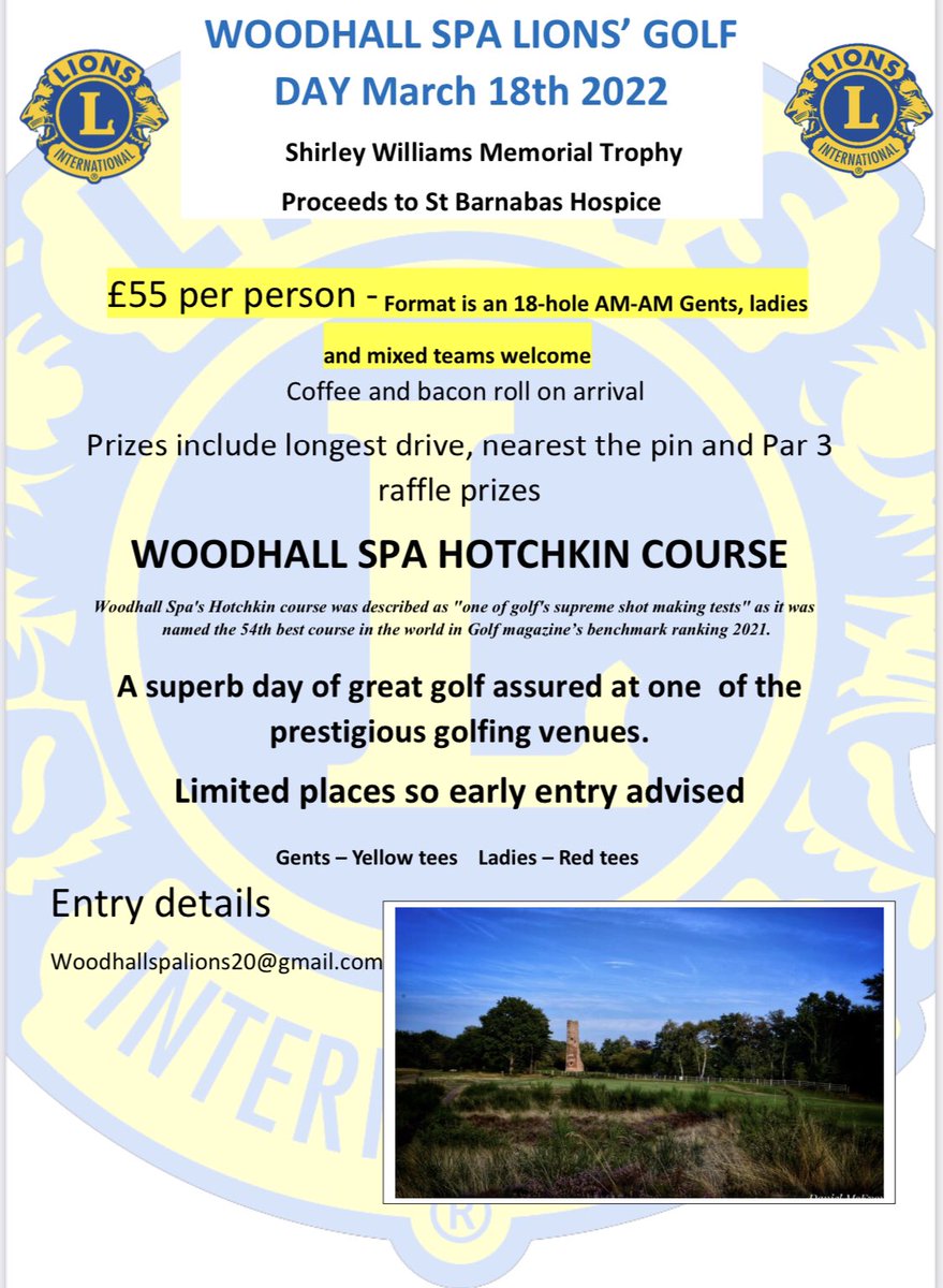 A wonderful opportunity to play at one of England's top golf courses 
Golf #lionsdistrict105ce #lionsclubinternational