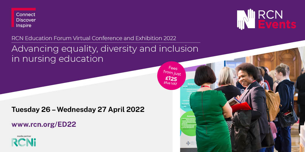 theRCN's tweet photo. Booking is now open and programme announced for the virtual RCN Education Forum Conference &amp; Exhibition 2022.  Join us for an insightful and informative programme of keynote presentations, talks and debates. https://t.co/JwOUEZSVSC https://t.co/VlzUeVb1mG